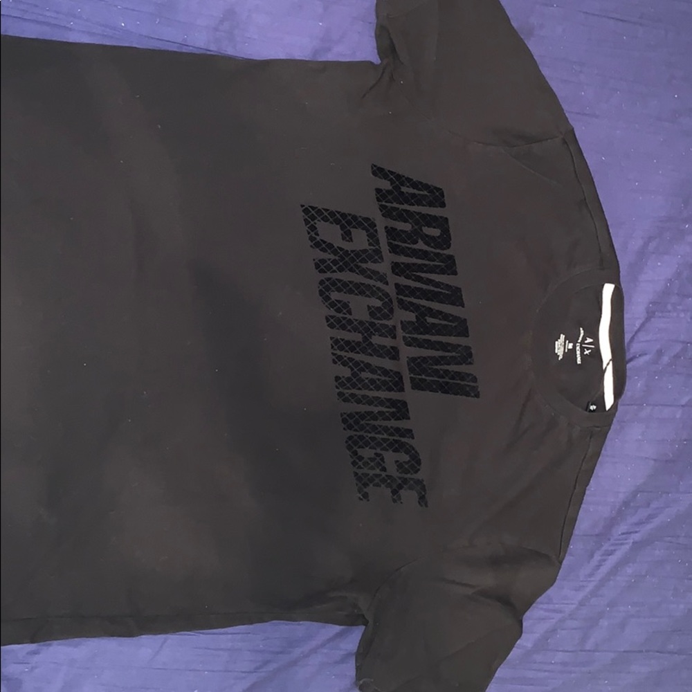 Black Armani Exchange suede print Tee